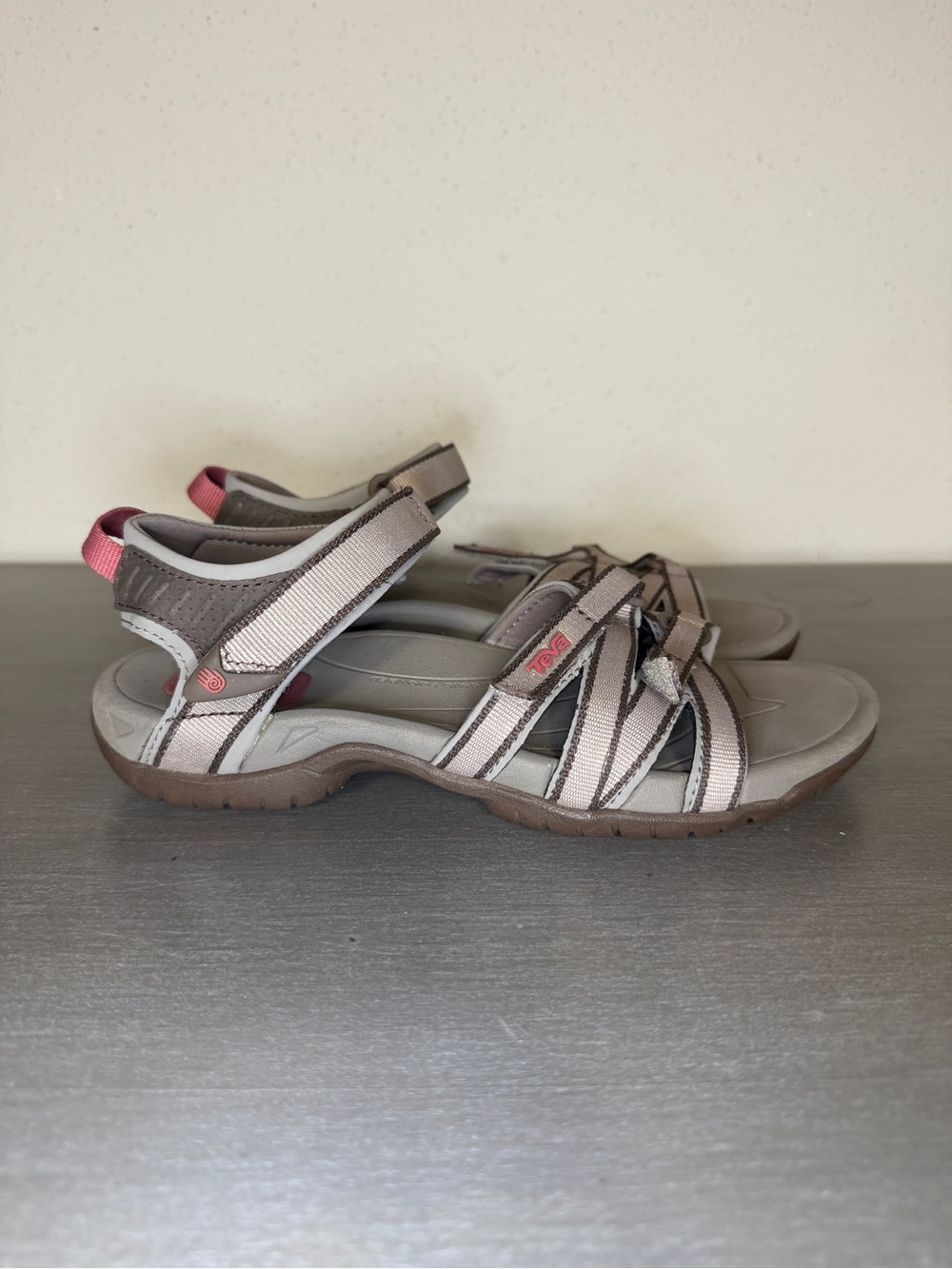Teva Women's Taupe and Pink Outdoor Strappy Sandals